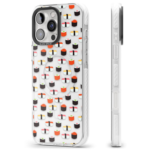 iPhone 16 Pro Max Minimalist Sushi Pattern Black Impact Phone Case