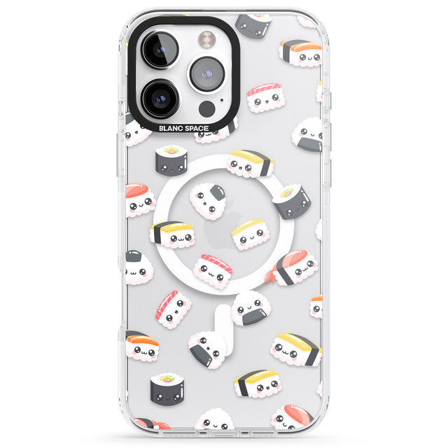 iPhone 16 Pro Max Kawaii Sushi & Rice Black Impact Phone Case