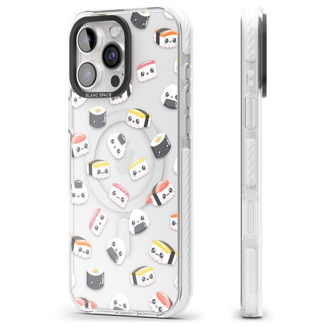 iPhone 16 Pro Max Kawaii Sushi & Rice Black Impact Phone Case