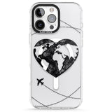 iPhone 16 Pro Max Globe Heart Black Impact Phone Case