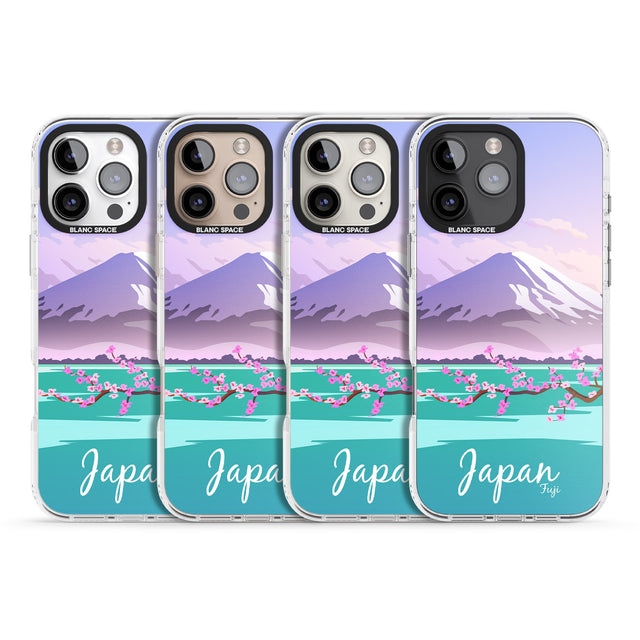 iPhone 16 Pro Max Vintage Travel Poster Japan Black Impact Phone Case