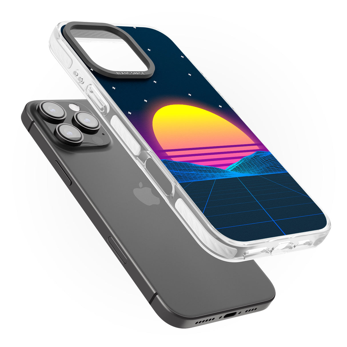 iPhone 16 Pro Max Retro Sunset Vaporwave Black Impact Phone Case