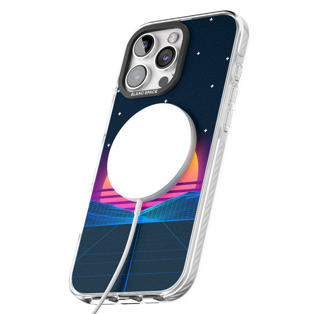 iPhone 16 Pro Max Retro Sunset Vaporwave Black Impact Phone Case