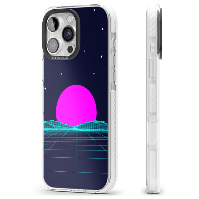 iPhone 16 Pro Max Miami Sunset Vaporwave Black Impact Phone Case