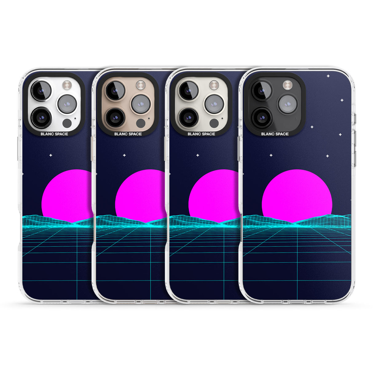 iPhone 16 Pro Max Miami Sunset Vaporwave Black Impact Phone Case