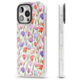 iPhone 16 Pro Max Red, Pink & Purple Flowers Black Impact Phone Case + Magsafe