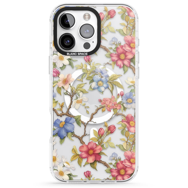 iPhone 16 Pro Max Vintage Vines & Flowers Clear Impact Phone Case + Magsafe