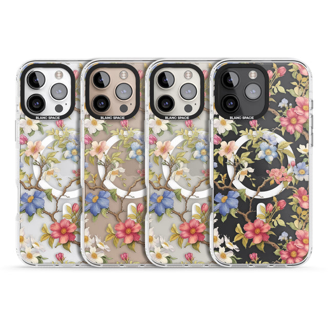 iPhone 16 Pro Max Vintage Vines & Flowers Clear Impact Phone Case + Magsafe