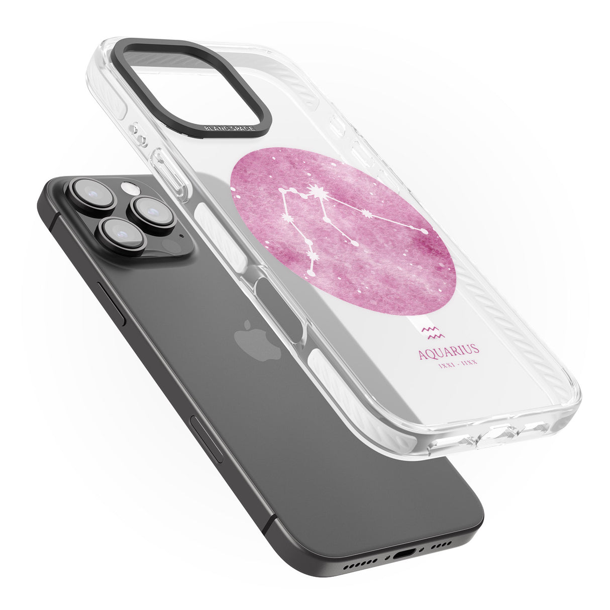 iPhone 16 Pro Max Aquarius Zodiac Transparent Design - Pink Black Impact Phone Case