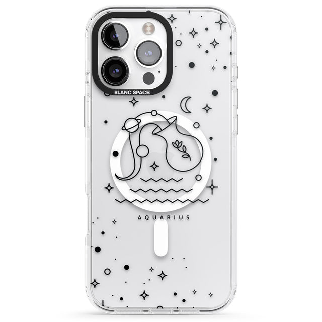 iPhone 16 Pro Max Aquarius Emblem - Transparent Design Black Impact Phone Case