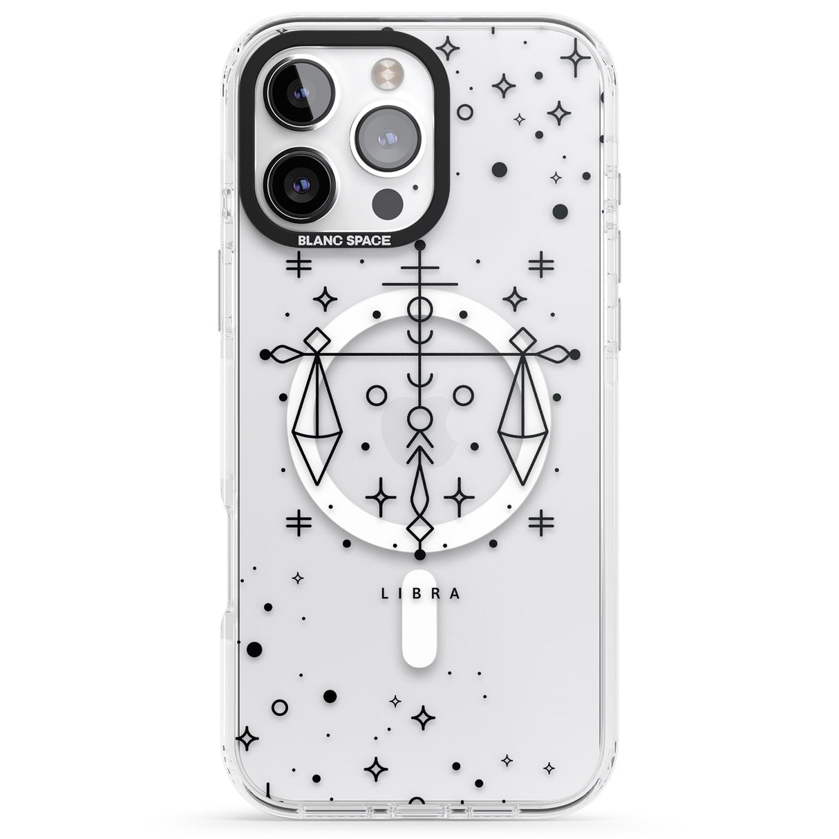 iPhone 16 Pro Max Libra Emblem - Transparent Design Black Impact Phone Case