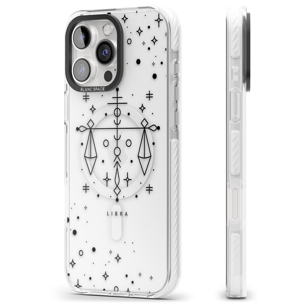 iPhone 16 Pro Max Libra Emblem - Transparent Design Black Impact Phone Case