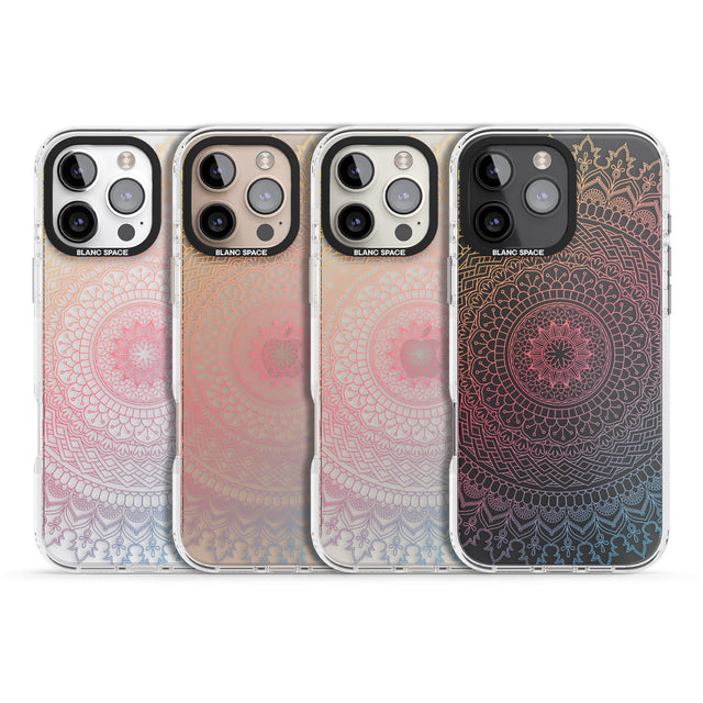 iPhone 16 Pro Max Large Rainbow Mandala Black Impact Phone Case