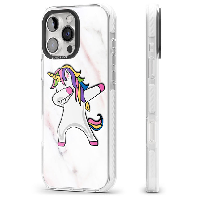 iPhone 16 Pro Max Designer Marble Unicorn Dab Black Impact Phone Case