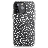 iPhone 16 Pro Max White Wavy Squiggles Memphis Retro Pattern Design Black Impact Phone Case