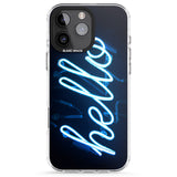 iPhone 16 Pro Max "Hello" Blue Cursive Neon Sign Black Impact Phone Case