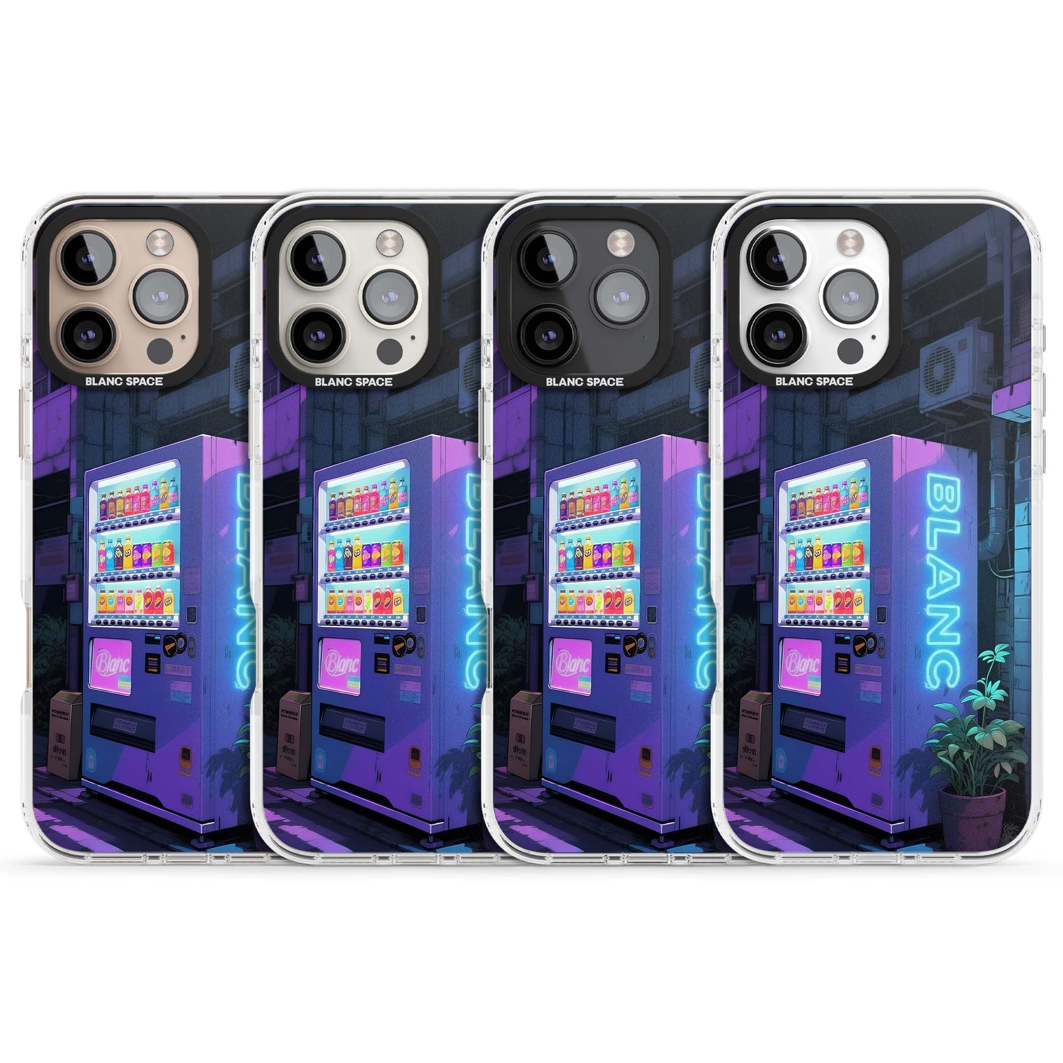 Shibuya Glow Japanese iPhone case featuring a glowing Tokyo vending machine, neon signage, and moody purple alleyway | Clear Impact case for iPhone 16 Pro, iPhone 16 Pro Max