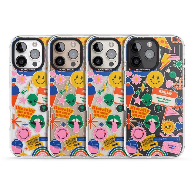 iPhone 16 Pro Max Nostalgic Stickers #1 Black Impact Phone Case