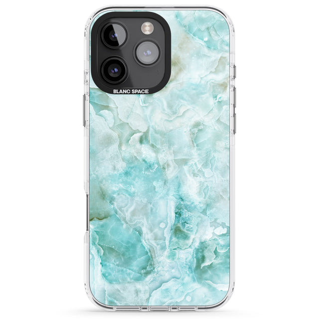 iPhone 16 Pro Max Turquoise Aqua Onyx Marble Black Impact Phone Case