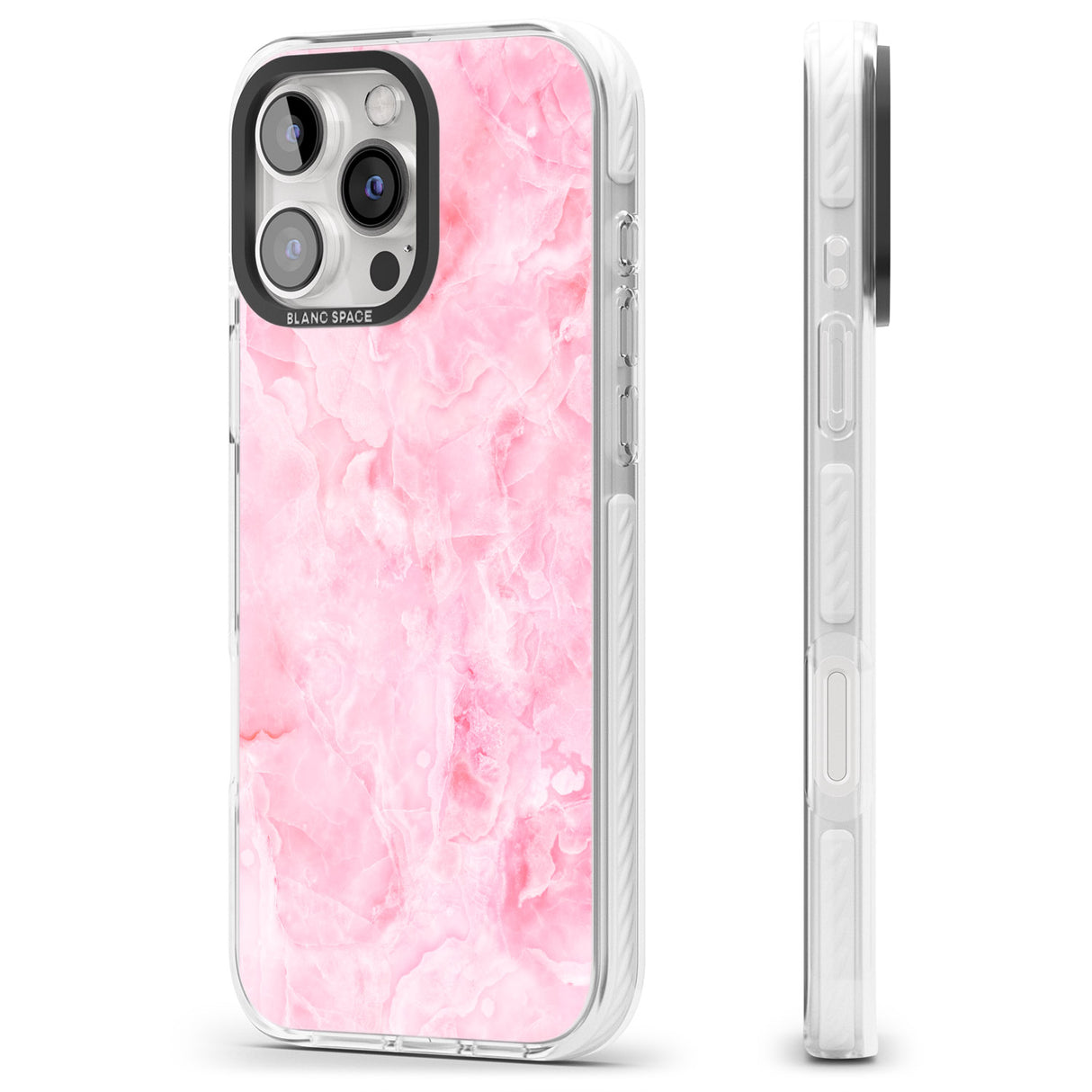 iPhone 16 Pro Max Bright Pink Onyx Marble Texture Black Impact Phone Case