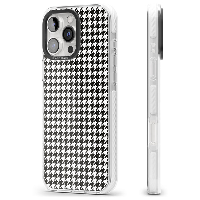 iPhone 16 Pro Max Chic Houndstooth Check Black Impact Phone Case