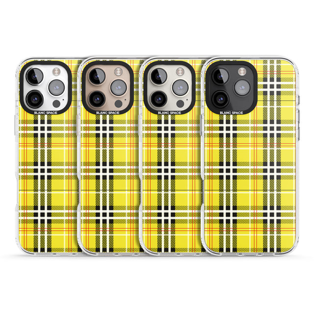 iPhone 16 Pro Max Yellow Plaid Black Impact Phone Case