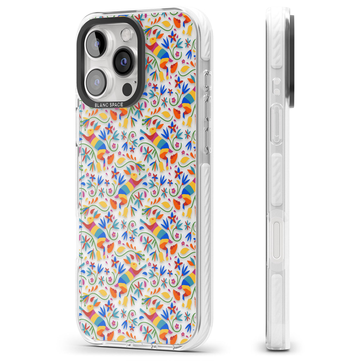 iPhone 16 Pro Max Floral Rabbit Pattern in Rainbow Black Impact Phone Case