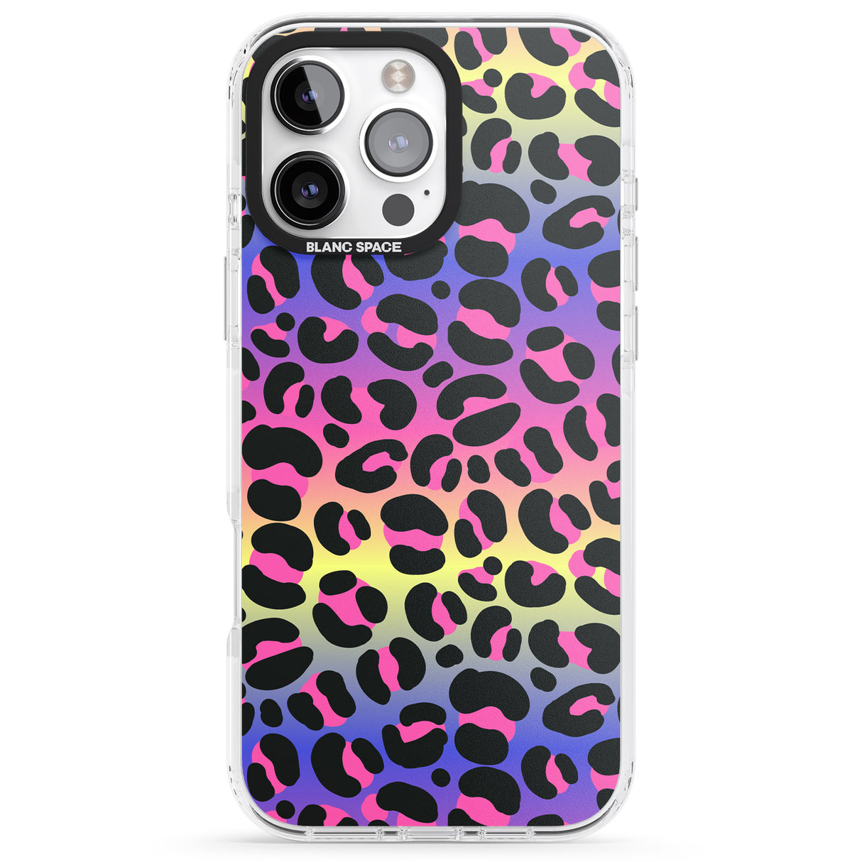 iPhone 16 Pro Max Rainbow Gradient Leopard Print Black Impact Phone Case