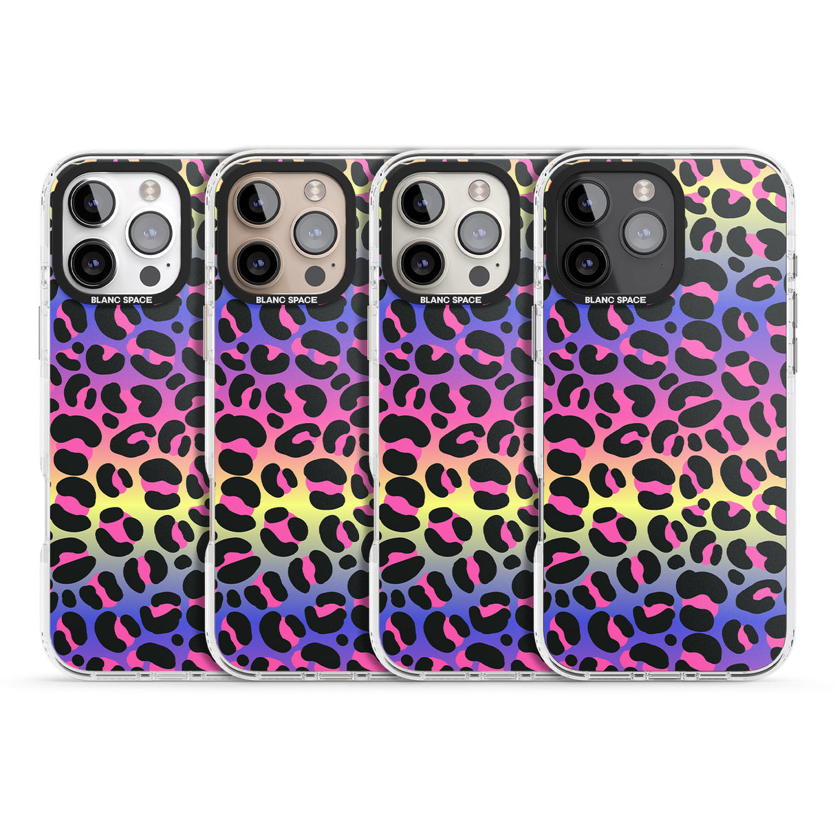 iPhone 16 Pro Max Rainbow Gradient Leopard Print Black Impact Phone Case