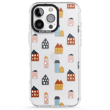 iPhone 16 Pro Max Cute Scandinavian Buildings Black Impact Phone Case