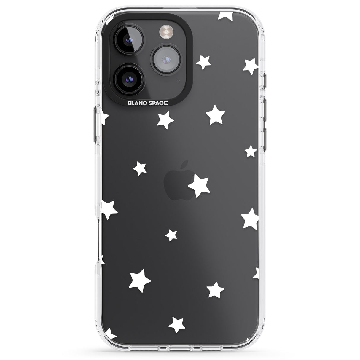 iPhone 16 Pro Max White Stars Pattern Black Impact Phone Case