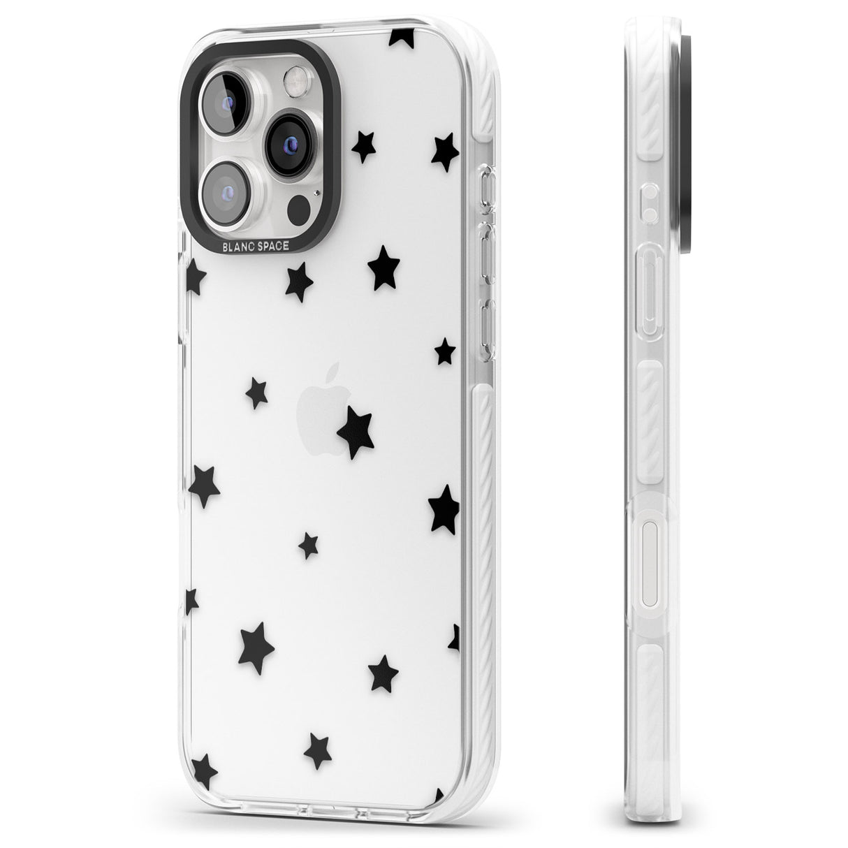 iPhone 16 Pro Max Black Stars Pattern Black Impact Phone Case