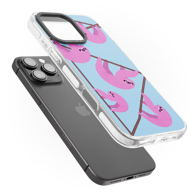 iPhone 16 Pro Max Pink Sloth Black Impact Phone Case