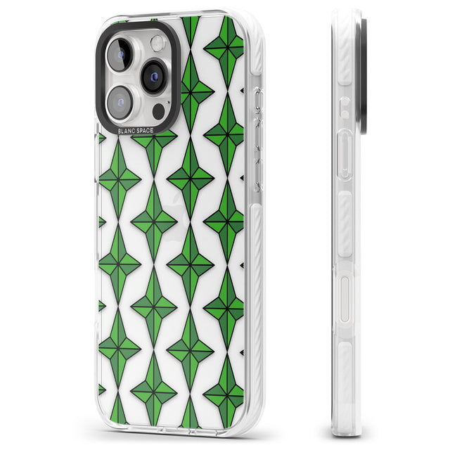 iPhone 16 Pro Max Emerald Stars Pattern (Clear) Black Impact Phone Case