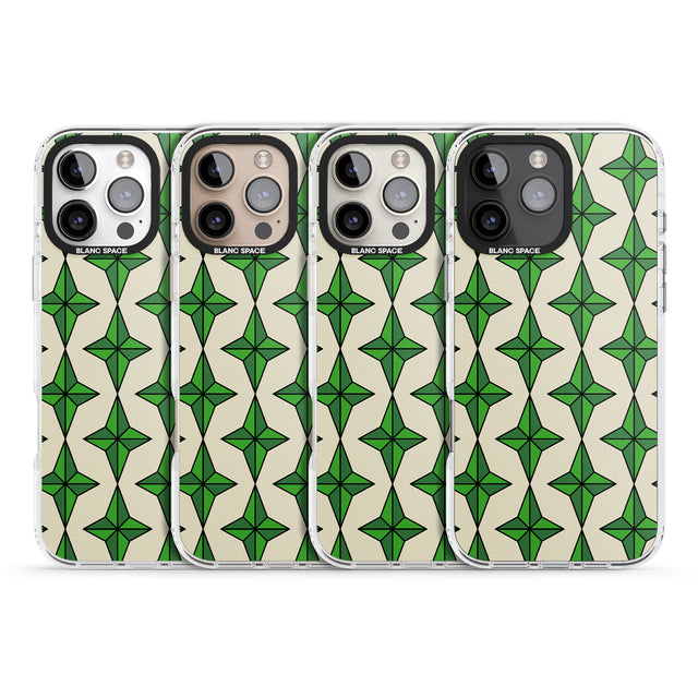 iPhone 16 Pro Max Emerald Stars Pattern Black Impact Phone Case