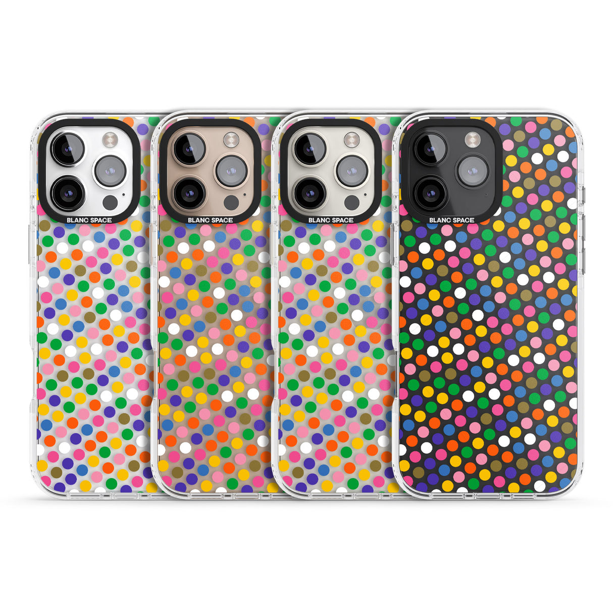 iPhone 16 Pro Max Multicolour Polka-dot Fiesta Black Impact Phone Case