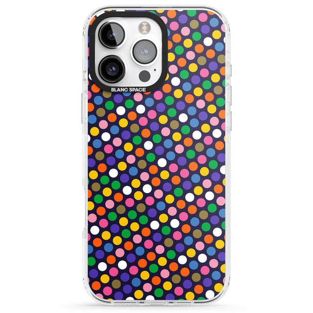 iPhone 16 Pro Max Multicolour Polka-dot Fiesta (Purple) Black Impact Phone Case