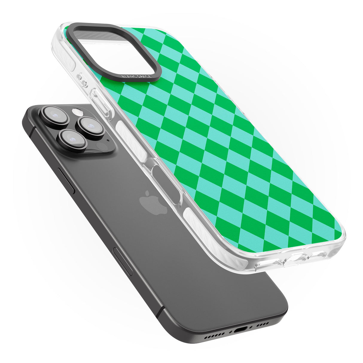 iPhone 16 Pro Max Retro Green Diamond Plaid Black Impact Phone Case