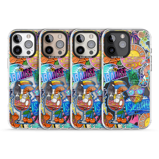 iPhone 16 Pro Max Tropical Vibes Collage Black Impact Phone Case