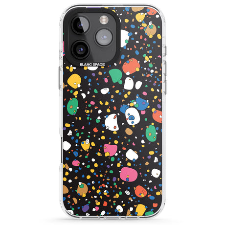 iPhone 16 Pro Max Colourful Confetti Pebbles (Black) Black Impact Phone Case