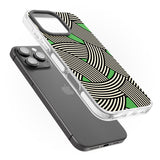 iPhone 16 Pro Max Green Optic Waves Black Impact Phone Case