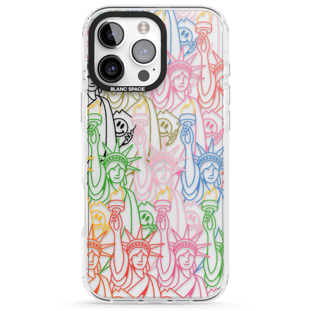 iPhone 16 Pro Max Multicolour Liberty Line Pattern Black Impact Phone Case