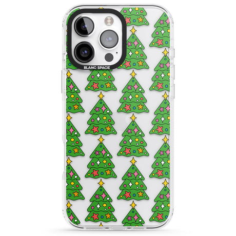 iPhone 16 Pro Max Christmas Tree Pattern (Clear) Black Impact Phone Case