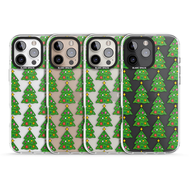 iPhone 16 Pro Max Christmas Tree Pattern (Clear) Black Impact Phone Case