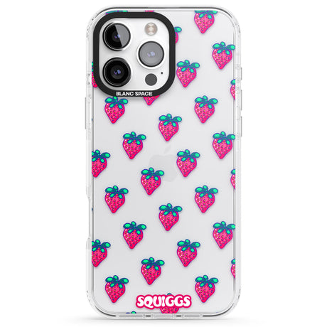 iPhone 16 Pro Max Strawberry Patch Black Impact Phone Case