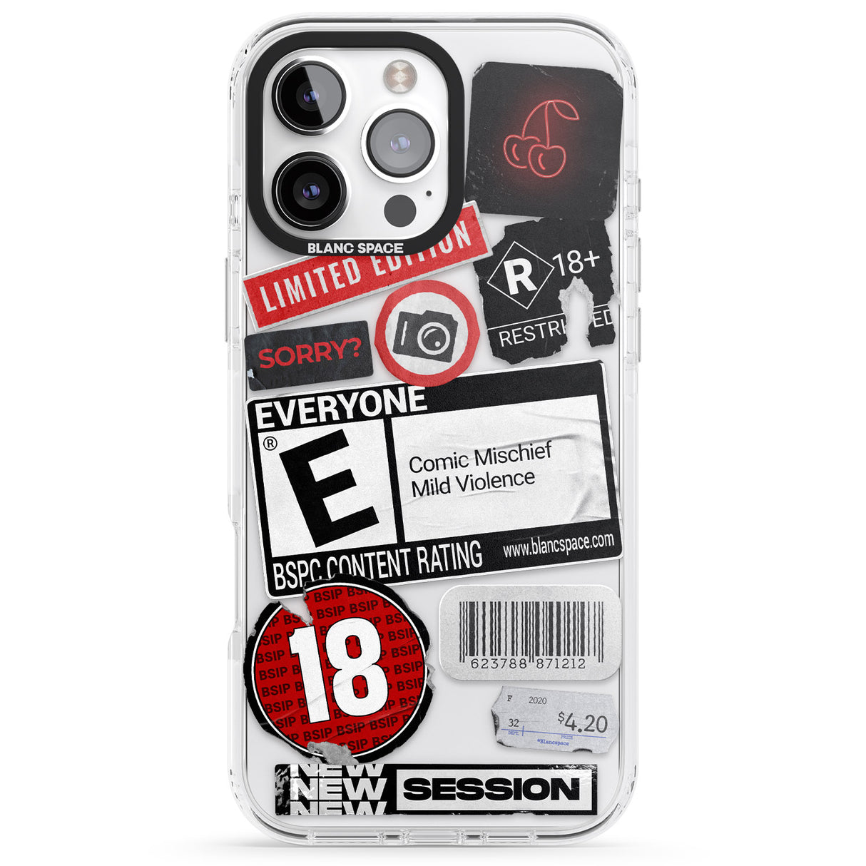 iPhone 16 Pro Max Rated 18+ Sticker Mix Black Impact Phone Case