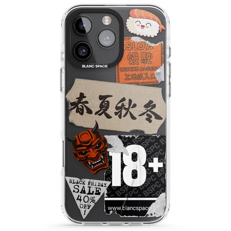 iPhone 16 Pro Max Asian Sticker Mix Black Impact Phone Case