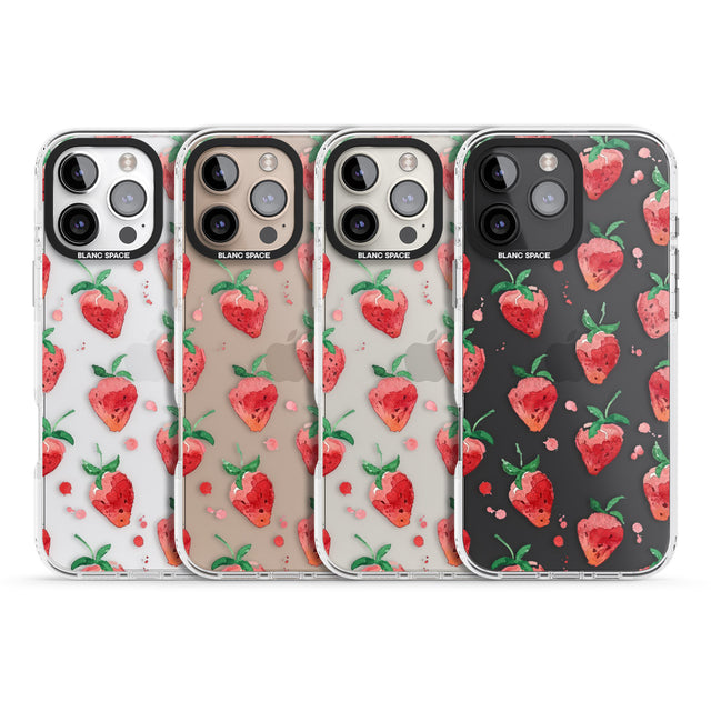 iPhone 16 Pro Max Strawberry Watercolour Black Impact Phone Case