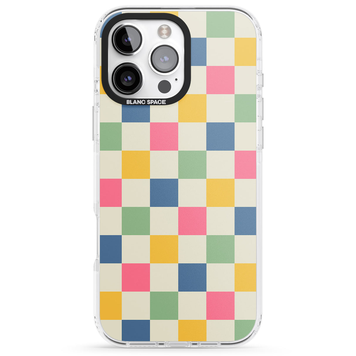 iPhone 16 Pro Max Pastel Multicolor Checkered Black Impact Phone Case + Magsafe