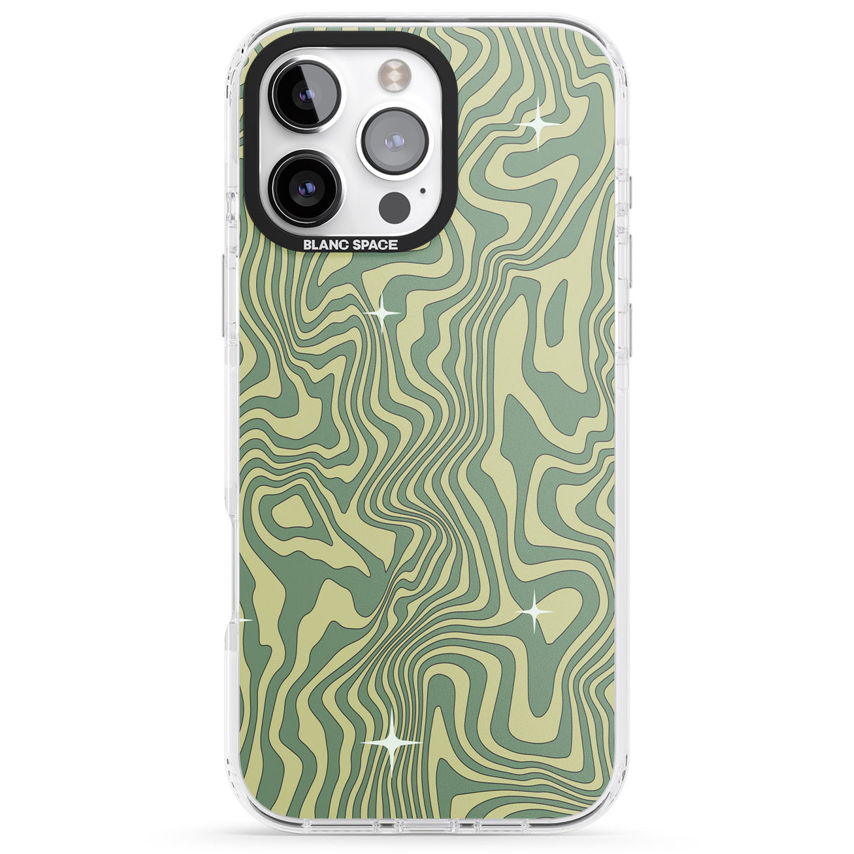 iPhone 16 Pro Max Green Abstract Wave Black Impact Phone Case + Magsafe